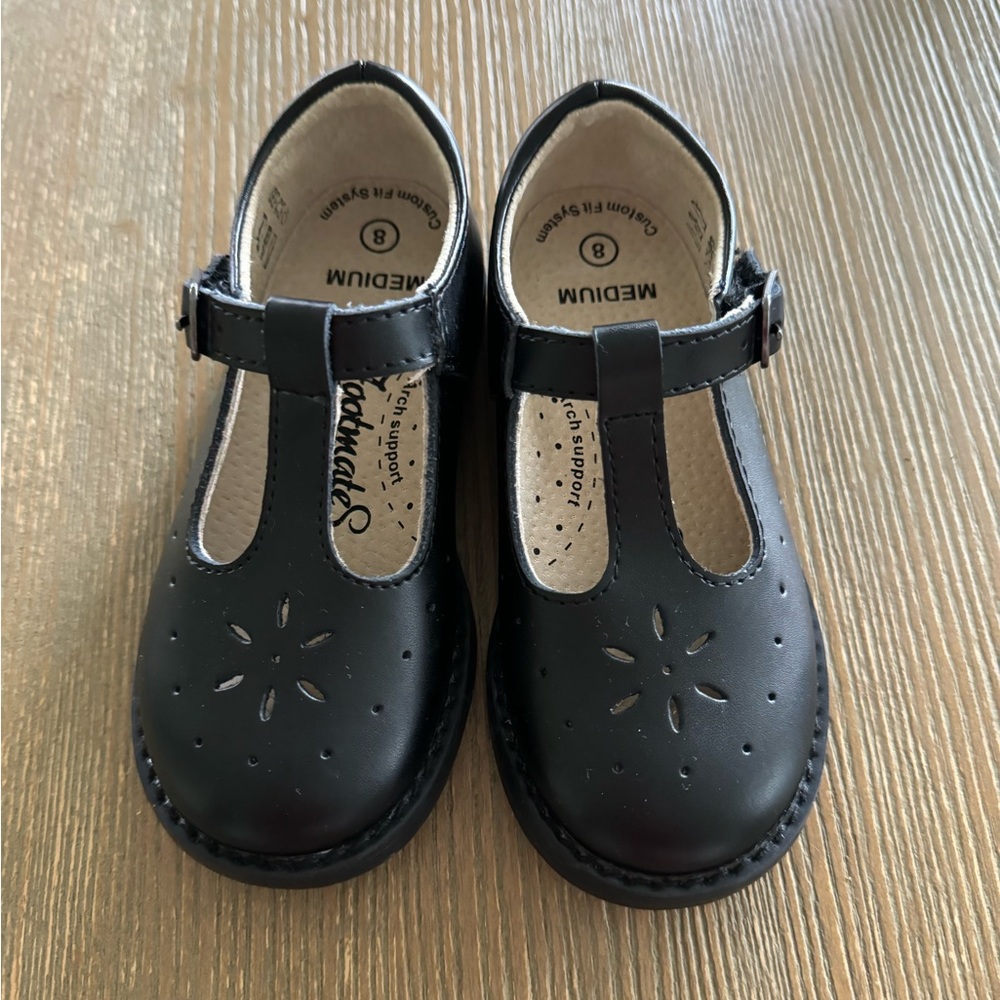 Footmates Mary Jane t strap leather shoes size 8 black NEW